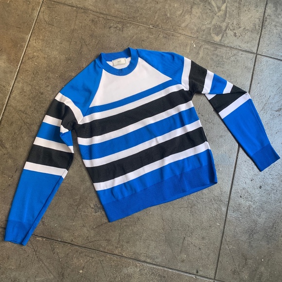 Ami Paris 100% Polyester Blue / Black / Stripe Sweater